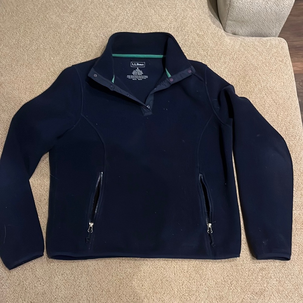 L.L. LL Bean Snap Fleece Pullover Navy Fleece Sweater Small